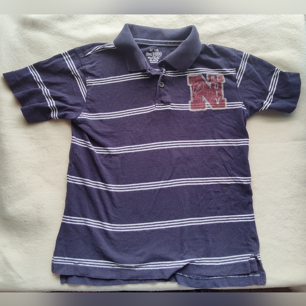 Place Short Sleeve Navy Football Polo Shirt M 7/8